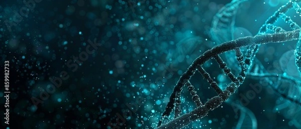 Obraz A cyan DNA genome poster with copy space