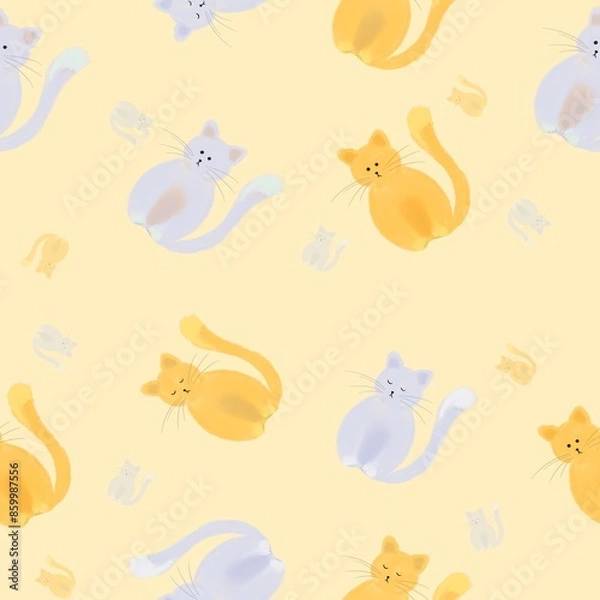 Fototapeta seamless pattern with cats