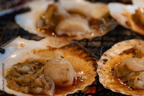 Obraz ホタテの網焼き
