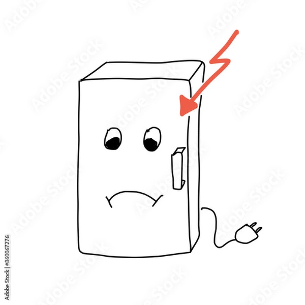 Obraz Kühlschrank unglücklich, kaputt oder einfach leer