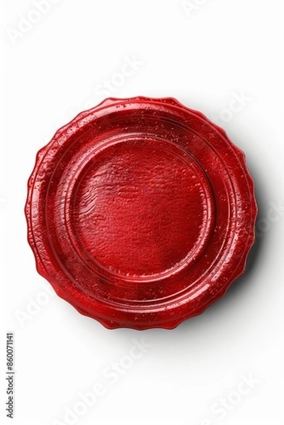 Fototapeta Red Circular Seal Design on White Background
