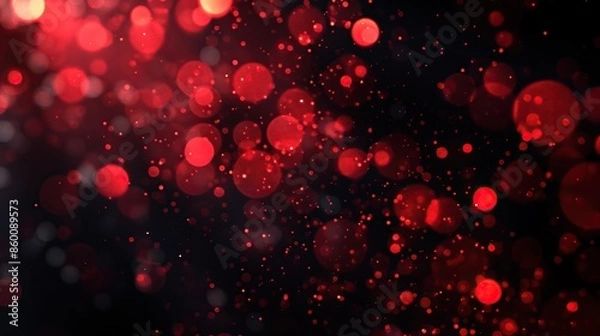Obraz red bokeh flare light effect on black background, for overlay and screen layer modes