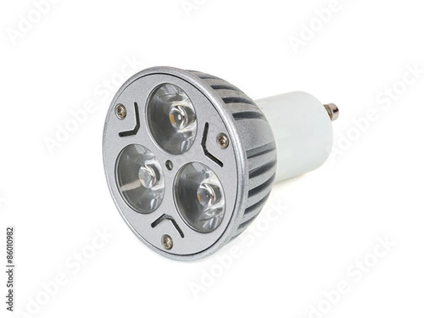 Fototapeta Energy saving LED light bulb on white background