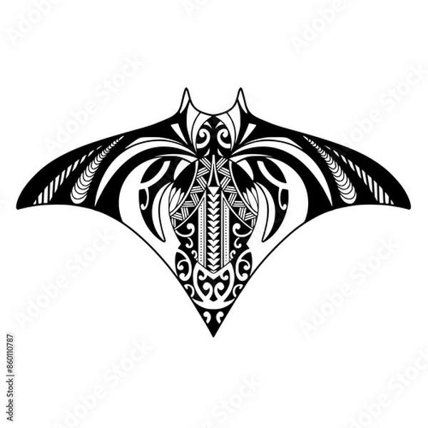 Obraz Stingray polynesian tattoo design. Aboriginal samoan style. illustration EPS10