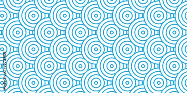 Obraz Overlapping Pattern Minimal diamond geometric waves spiral and abstract circle wave line. blue color seamless tile stripe geometric create retro square line backdrop pattern background.