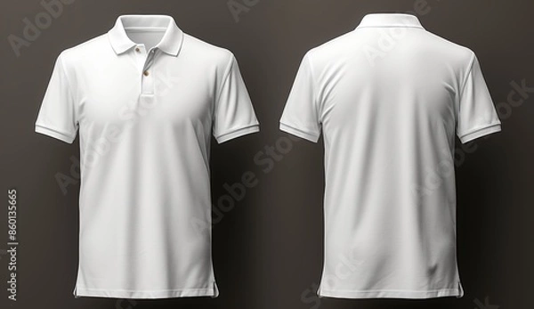 Obraz Blank White Polo Shirt Mockup - Front and Back View