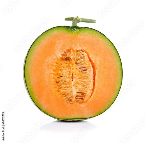 Obraz Ripe cantaloupe melon on white background