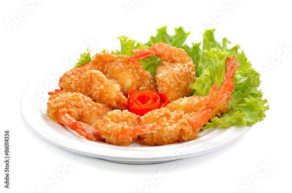 Obraz Fried shrimp ball on white background.