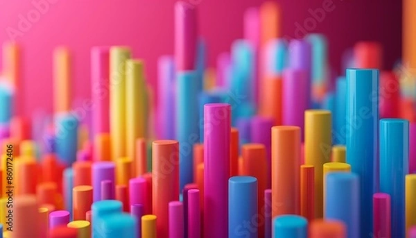 Fototapeta 3D clay render of financial graphs, business analytics, isolated on a solid background