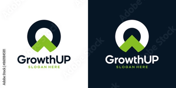 Fototapeta Modern growth logo design. Abstract arrow shapes graphic vector. Symbol, icon, creative.