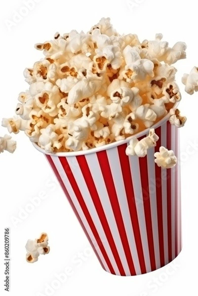 Fototapeta Popcorn in a Red and White Striped Bucket