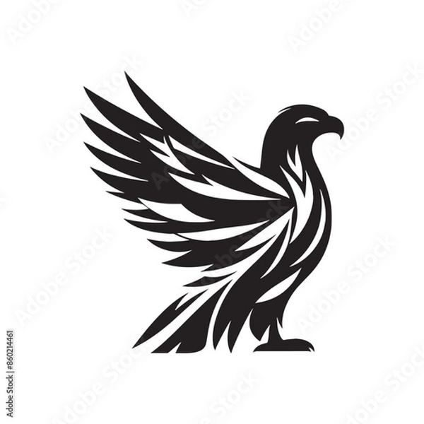 Fototapeta Detailed bald eagle silhouette for diverse art projects - bald eagle black vector
