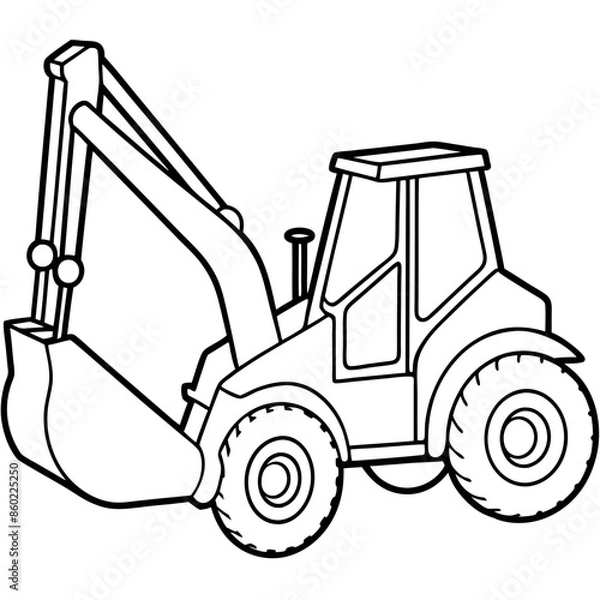 Fototapeta Building transportation al lineart set. Excavator tractor grader tipper. collection of line art.
