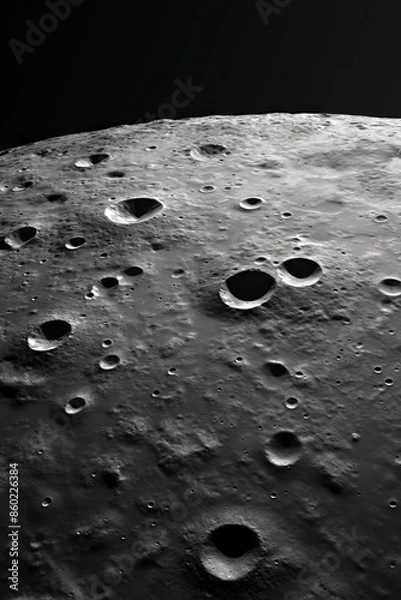 Fototapeta Close Up View of the Moons Surface Showing Numerous Impact Craters
