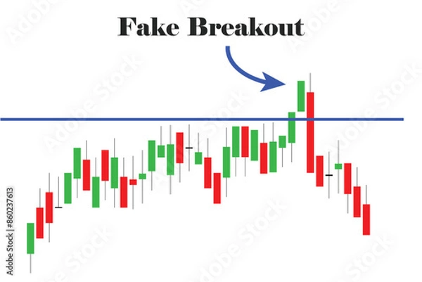 Fototapeta Fake breakout trading with Candle stick chart in crypto, stock, forex, commodity. 