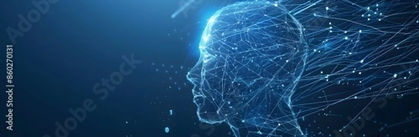 Obraz Digital Human Brain with Neural Network and Circuitry Background