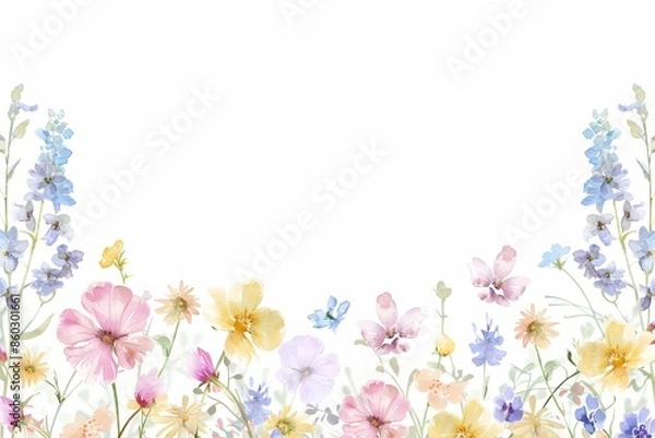 Fototapeta Delicate Floral Frame for Spring Designs Generative AI
