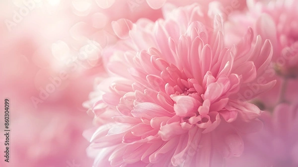 Fototapeta Beautiful pink chrysanthemum flowers in soft style for background : Generative AI