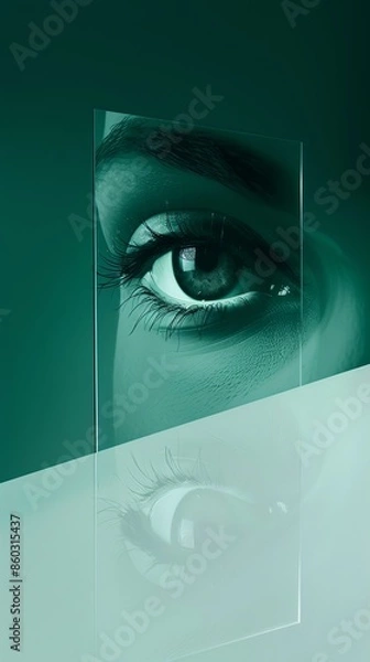 Fototapeta Abstract digital artwork of a blue eye with glitch effects, concept of technology, digital art, vision, futurism