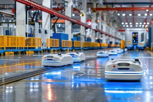 Obraz autonomous mobile robot in factory