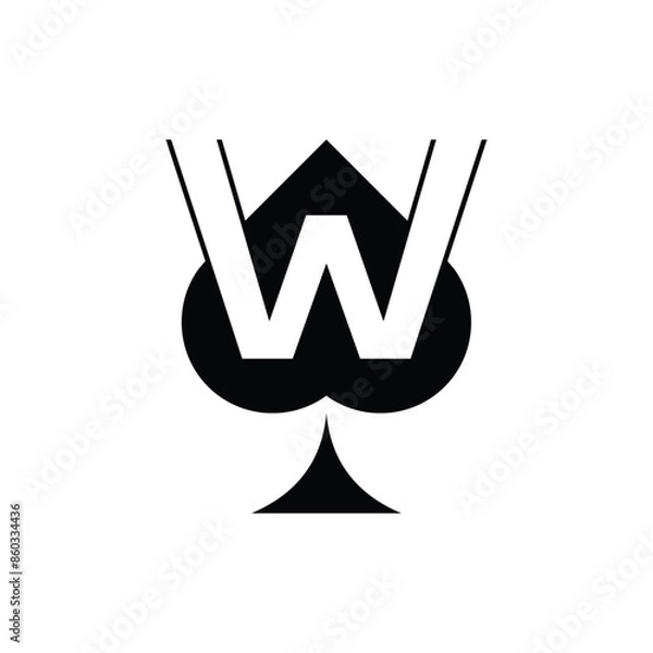 Obraz Initial W Ace Spade Game Casino Simple Modern Icon Design Logo