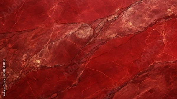 Fototapeta Close-up of a high-quality red marble pattern with white veins and details for design use