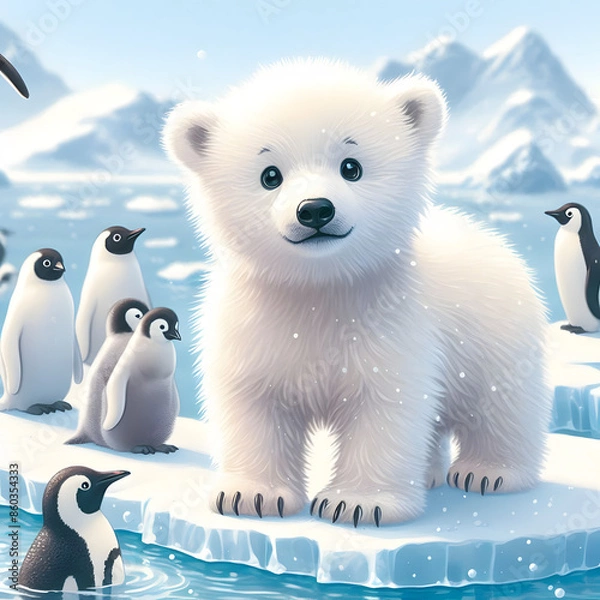 Fototapeta 아기 북극곰 일러스트