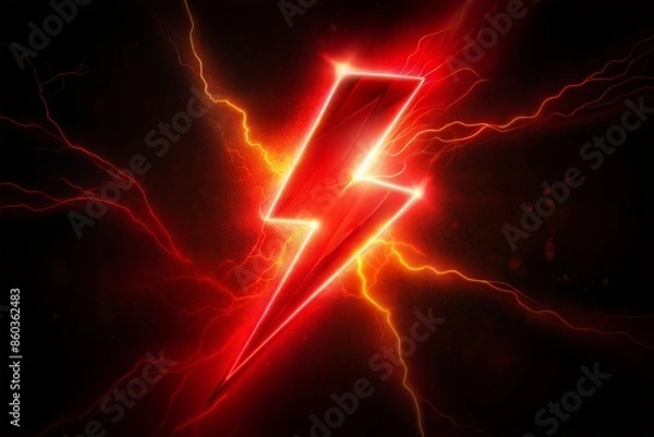 Fototapeta A red lightning bolt.