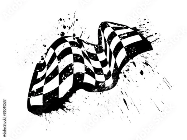 Obraz checkered race flag grunge vector design
