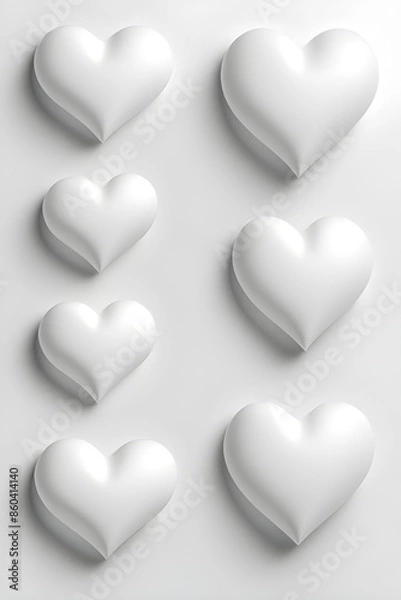 Fototapeta 3D white hearts