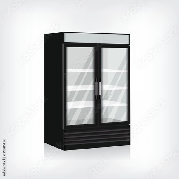 Fototapeta Vertical glass refrigerators showcase for drinks with two doors