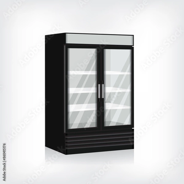 Fototapeta Vertical glass refrigerators showcase for drinks with two doors