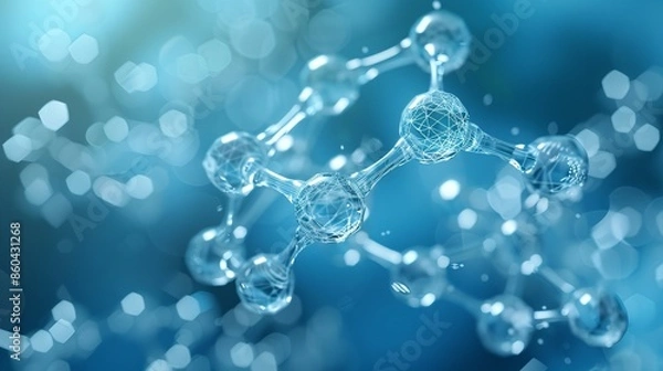 Fototapeta An Abstract Model of Molecule: Low Poly Wireframe on a Background

