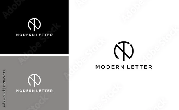 Obraz modern initial NT or TN logo vector with circle template