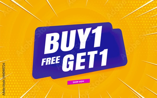 Obraz buy 1 get 1 sale banner template yellow