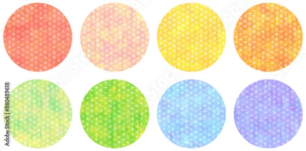 Fototapeta 麻の葉 和柄 円形