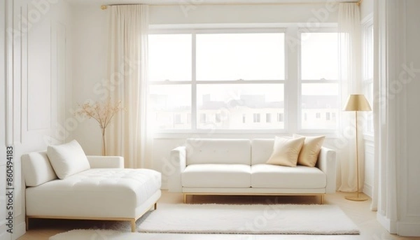 Fototapeta white and gold theme modern interior design