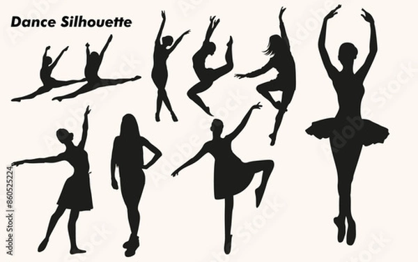 Obraz Flat design of dancer silhouette set