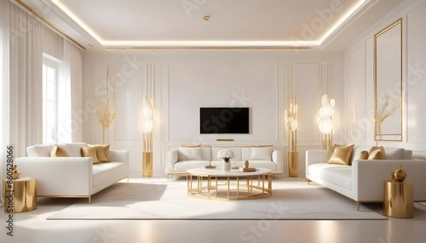 Obraz white and gold theme modern interior design