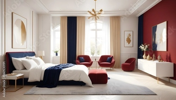 Obraz white and gold theme modern interior design