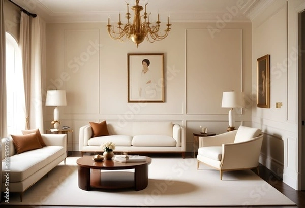 Fototapeta white and gold theme modern interior design