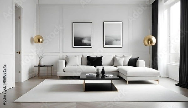 Obraz white and gold theme modern interior design