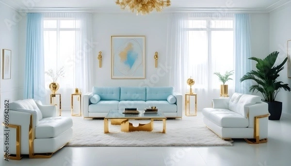 Fototapeta white and gold theme modern interior design