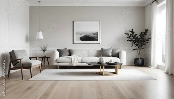 Fototapeta white and gold theme modern interior design