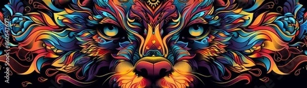 Obraz Abstract animal face with vibrant colors and intricate details.