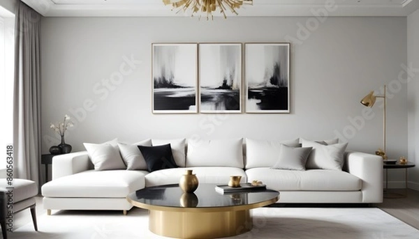 Fototapeta white and gold theme modern interior design