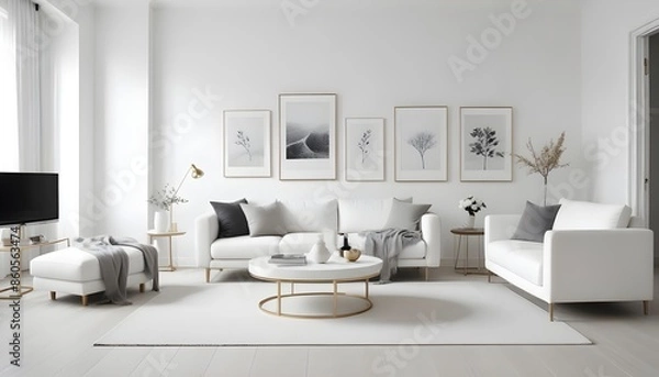 Obraz white and gold theme modern interior