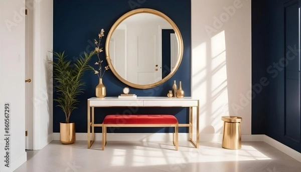 Fototapeta white and gold theme modern interior design