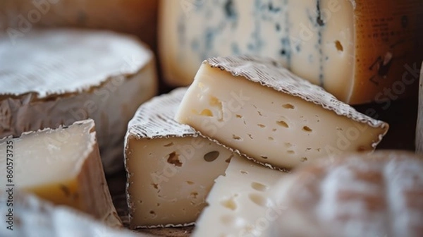 Fototapeta Delicate Beauty of Assorted Cheese Generative AI