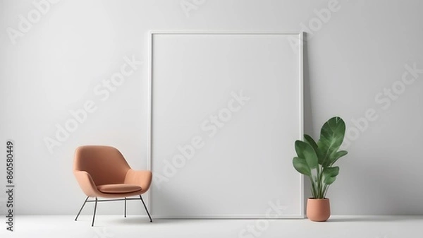 Obraz Frame mockup, ISO A paper size, Living room wall poster mockup, Interior mockup with house background, living room, Scandinavian style, 3D render, 3D illustration